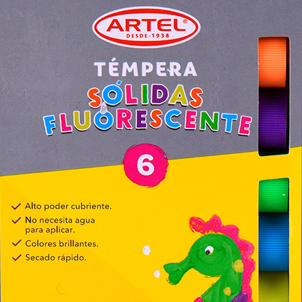 Tempera Solida Fluorescente 6 col.