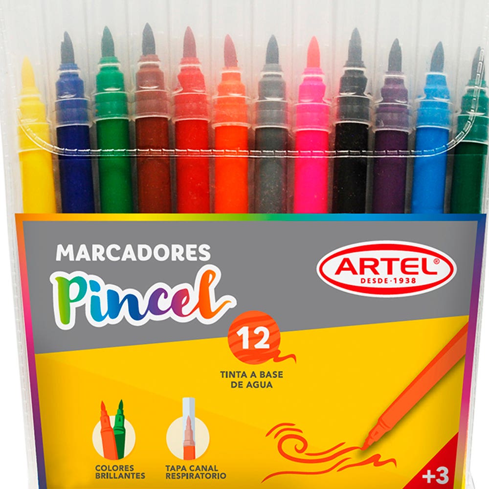 Est. 12 marcadores Punta Pincel ARTEL