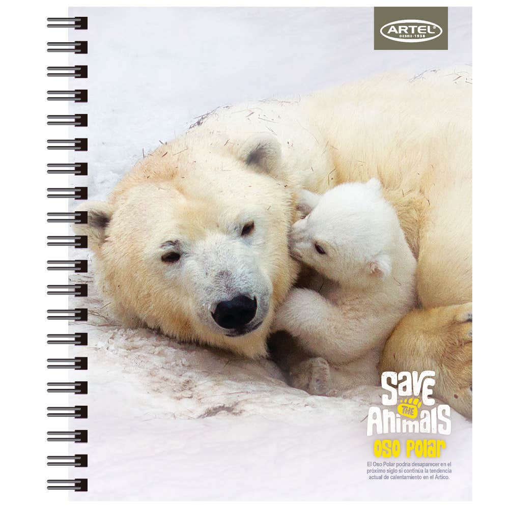 Cuaderno Universitario Save The Animals 2 100 Hojas 7Mm Hojas Diseño Aleatorio Artel