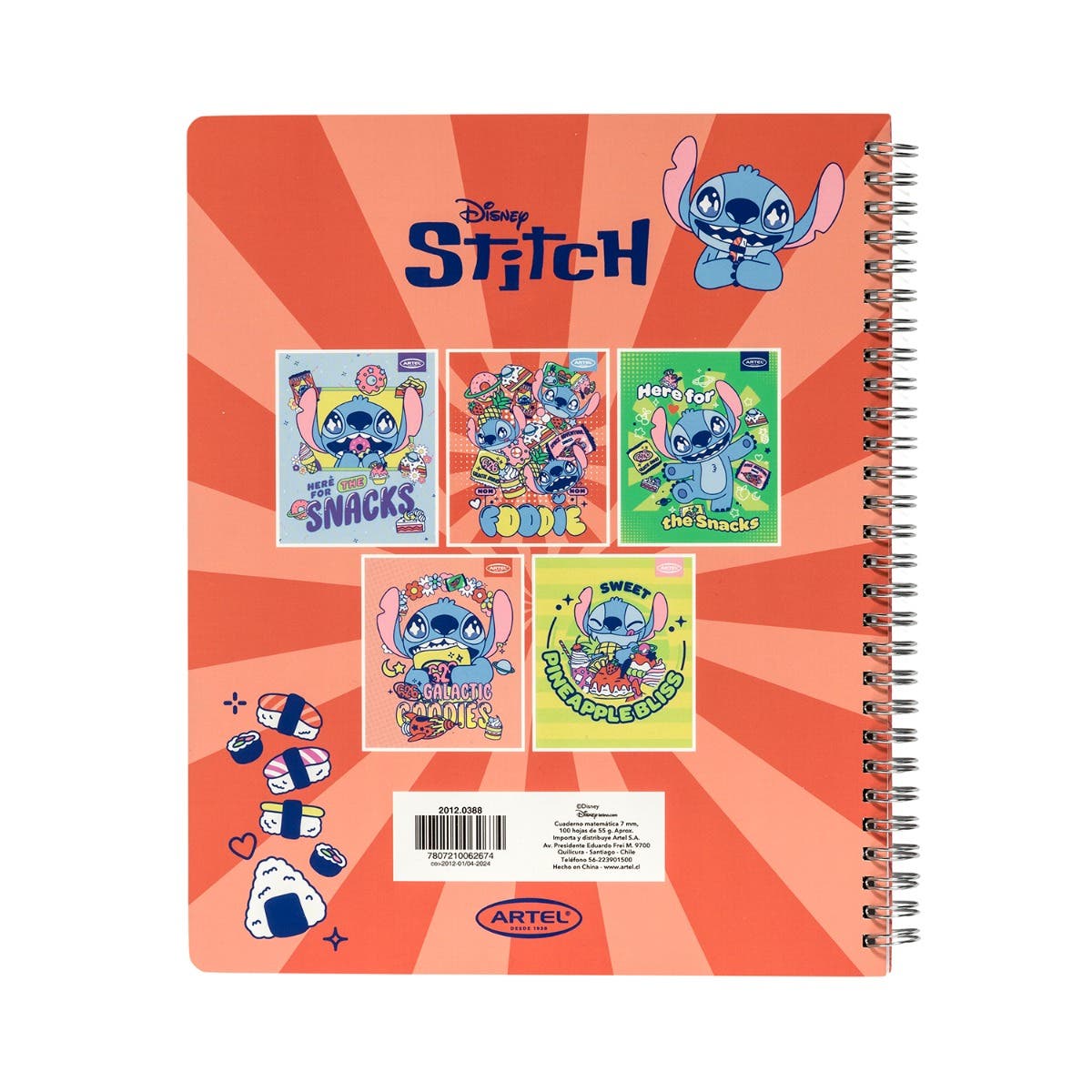 Cuaderno Universitario 100 Hojas 7Mm Stitch Foodie