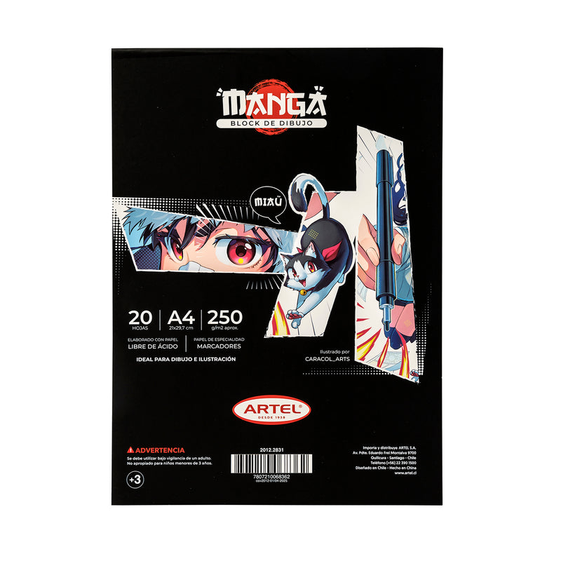 Block Dibujo Artel Manga A4 20 Hojas