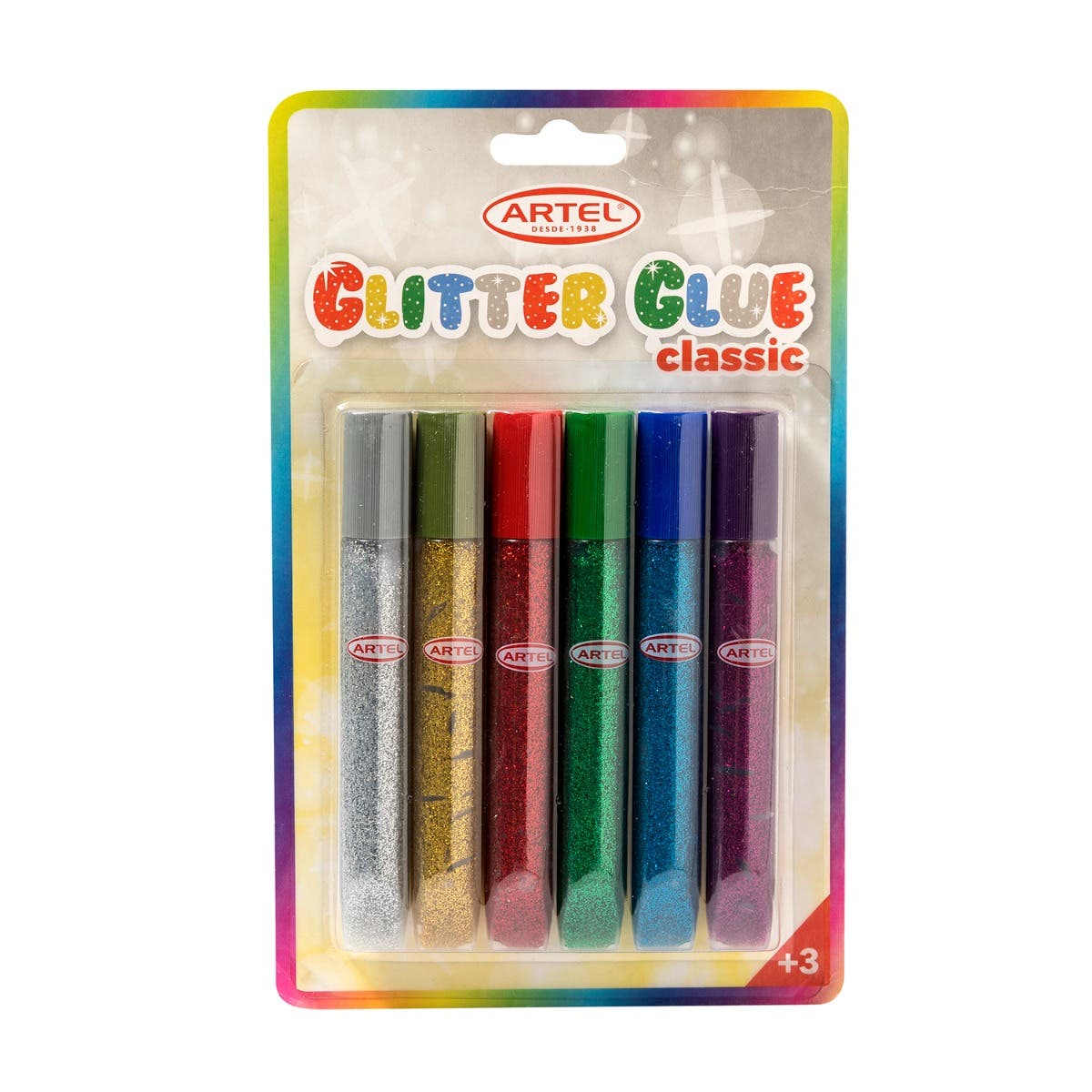 Blíster Glitter Glue Artel Tubo Colores 6 Unidades 13 Grs