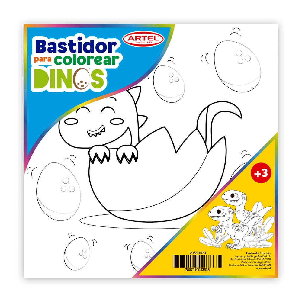 Bastidor para Colorear Dino 25x25cm