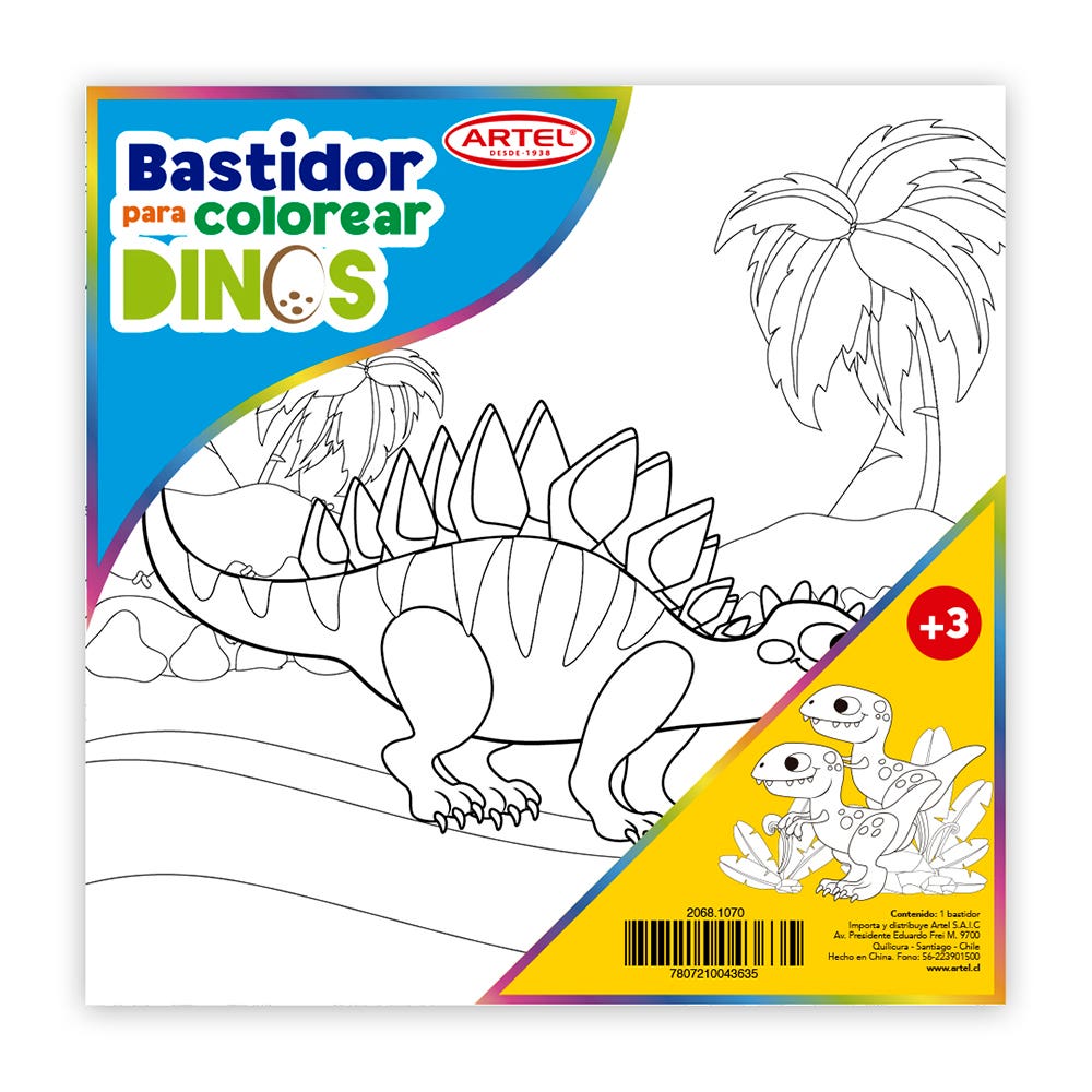 Bastidor para Colorear Dino 25x25cm