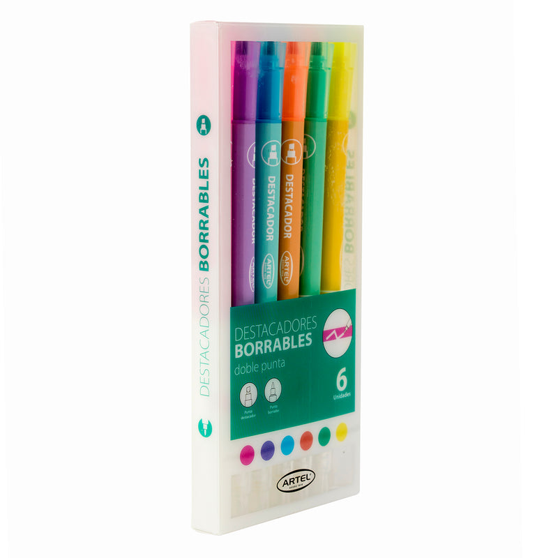 Destacadores Borrables Artel Pastel 6 Unidades