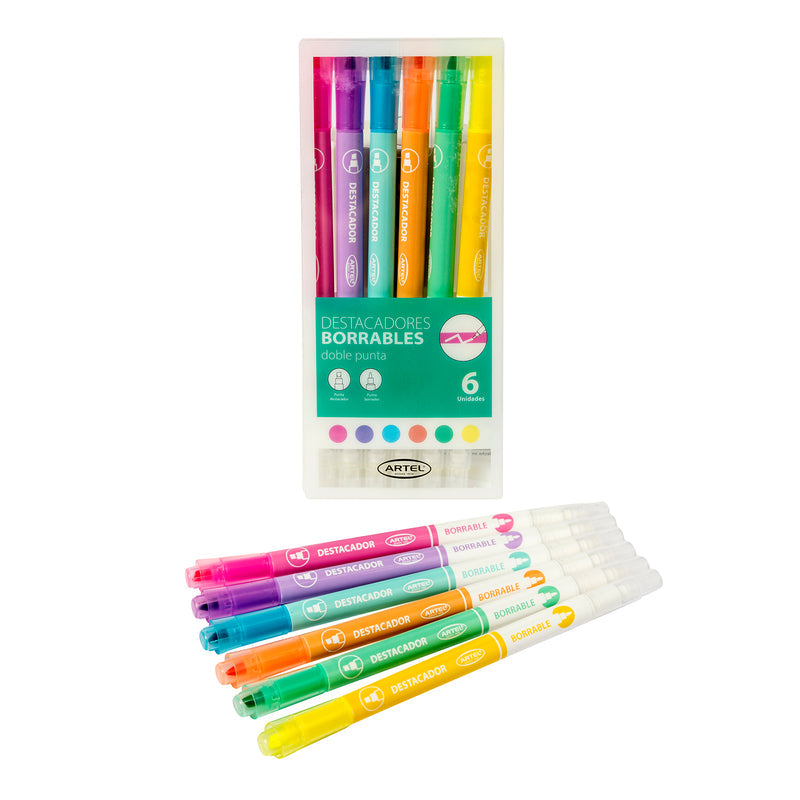 Destacadores Borrables Artel Pastel 6 Unidades