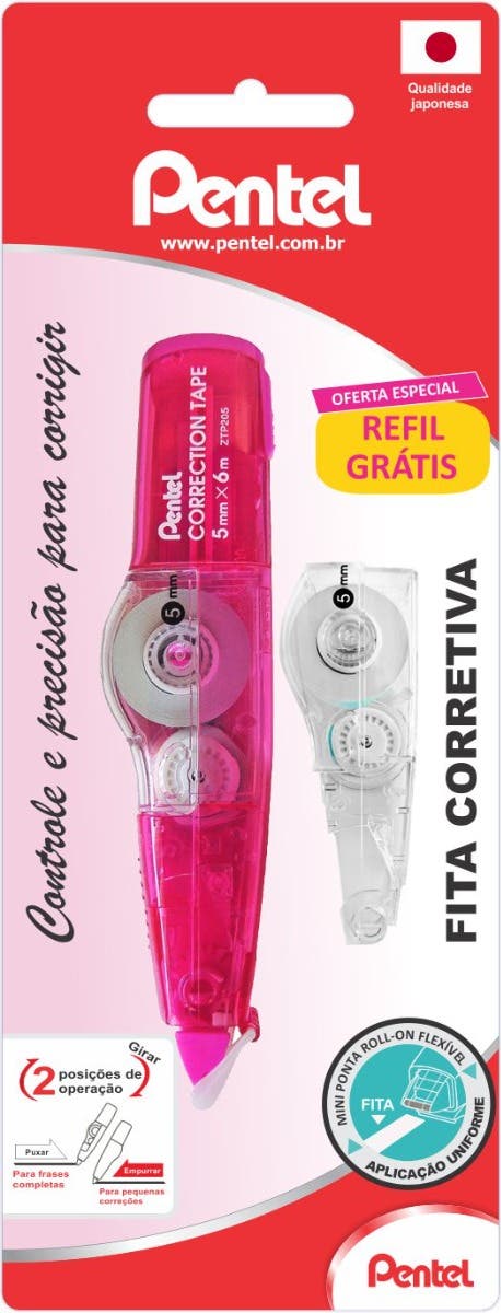 Cinta Correctora Rosa Pentel