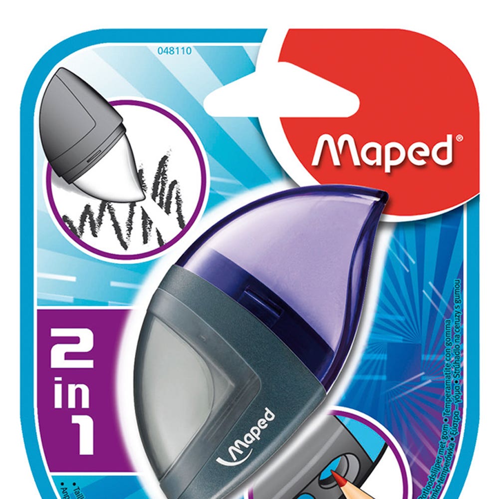 Blister 2 en 1 Sacapuntas con Goma de Borrar Moondo Maped