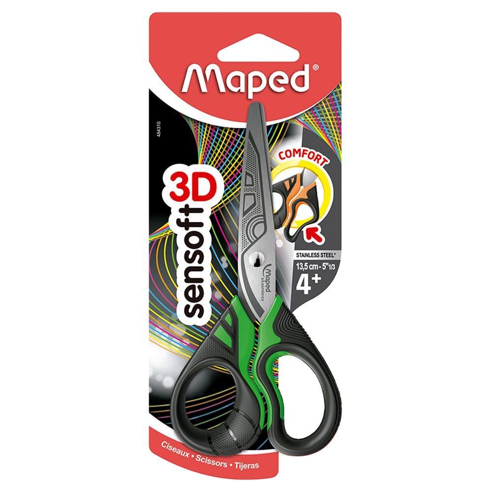 Blíster Tijera Sensoft Fluo 13,5cm. Maped