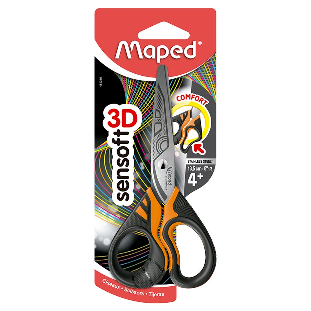 Blíster Tijera Sensoft Fluo 13,5cm. Maped