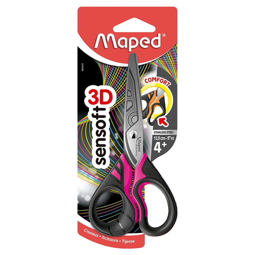 Blíster Tijera Sensoft Fluo 13,5cm. Maped