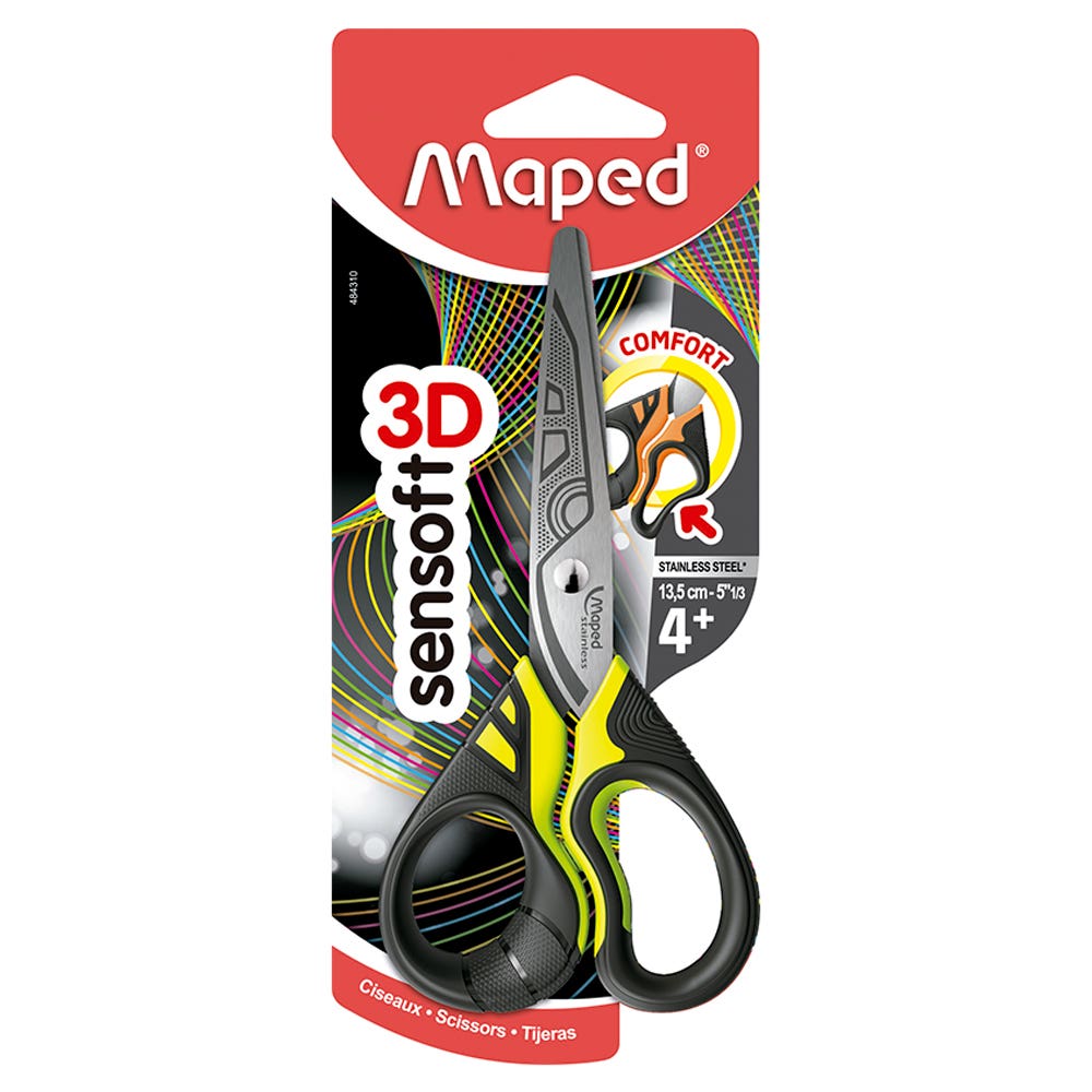 Blíster Tijera Sensoft Fluo 13,5cm. Maped