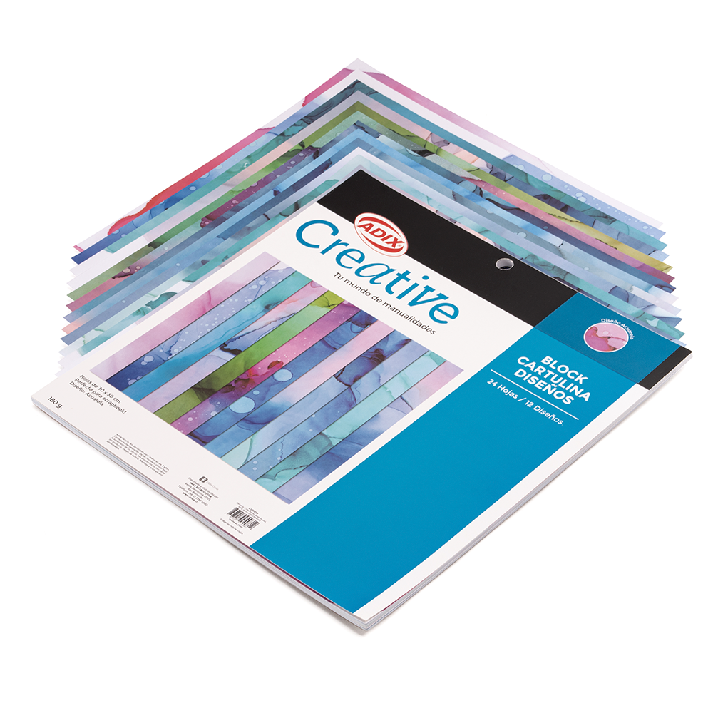 Cartulina Creative 12 Diseños Acuarela 24 Unidades 180 Gramos