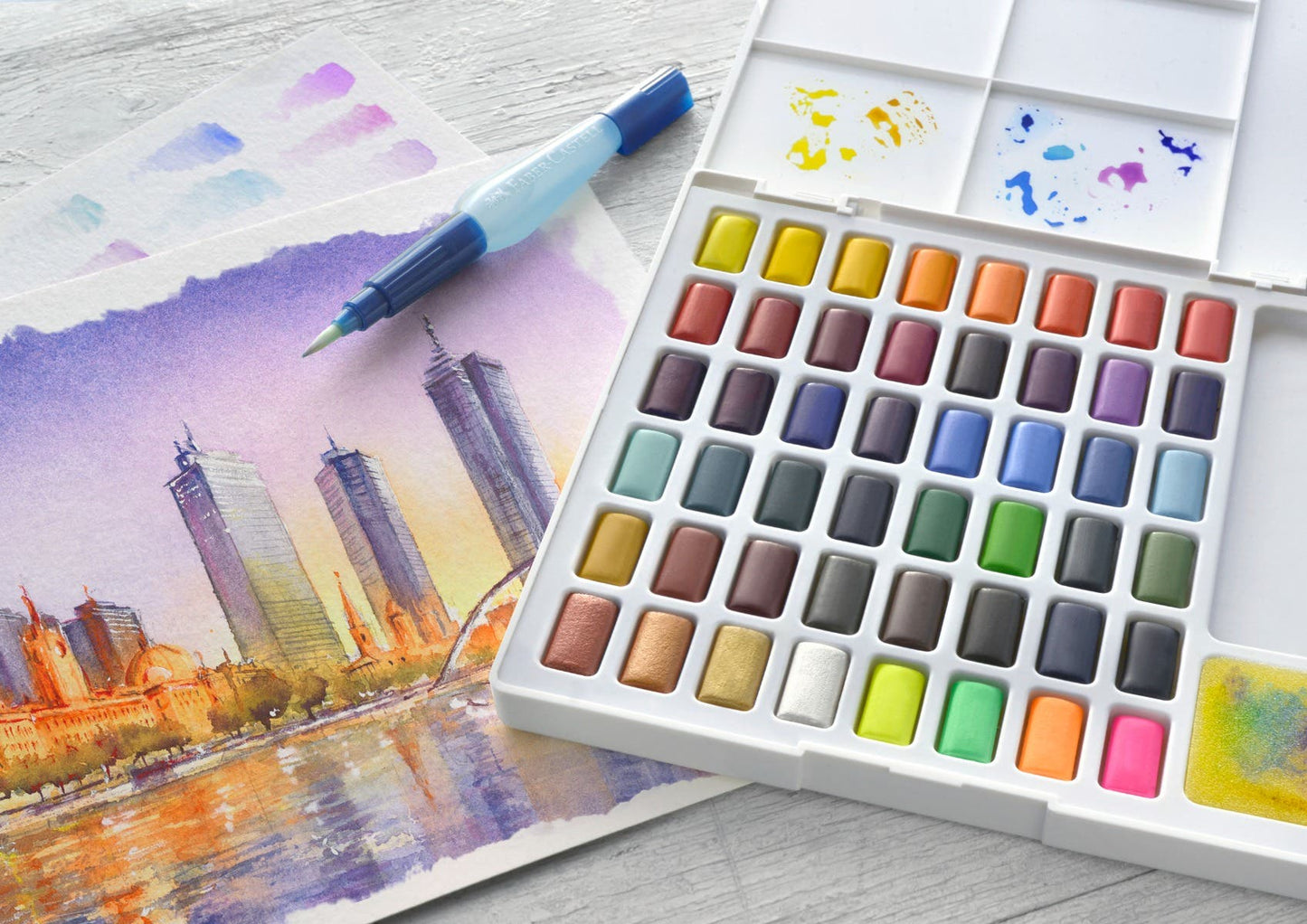 Acuarelas en pastillas 48colores set