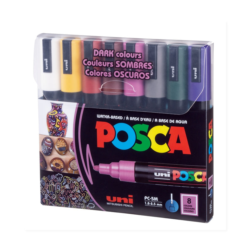 Set Marcador Posca 5M 8 Colores Oscuros