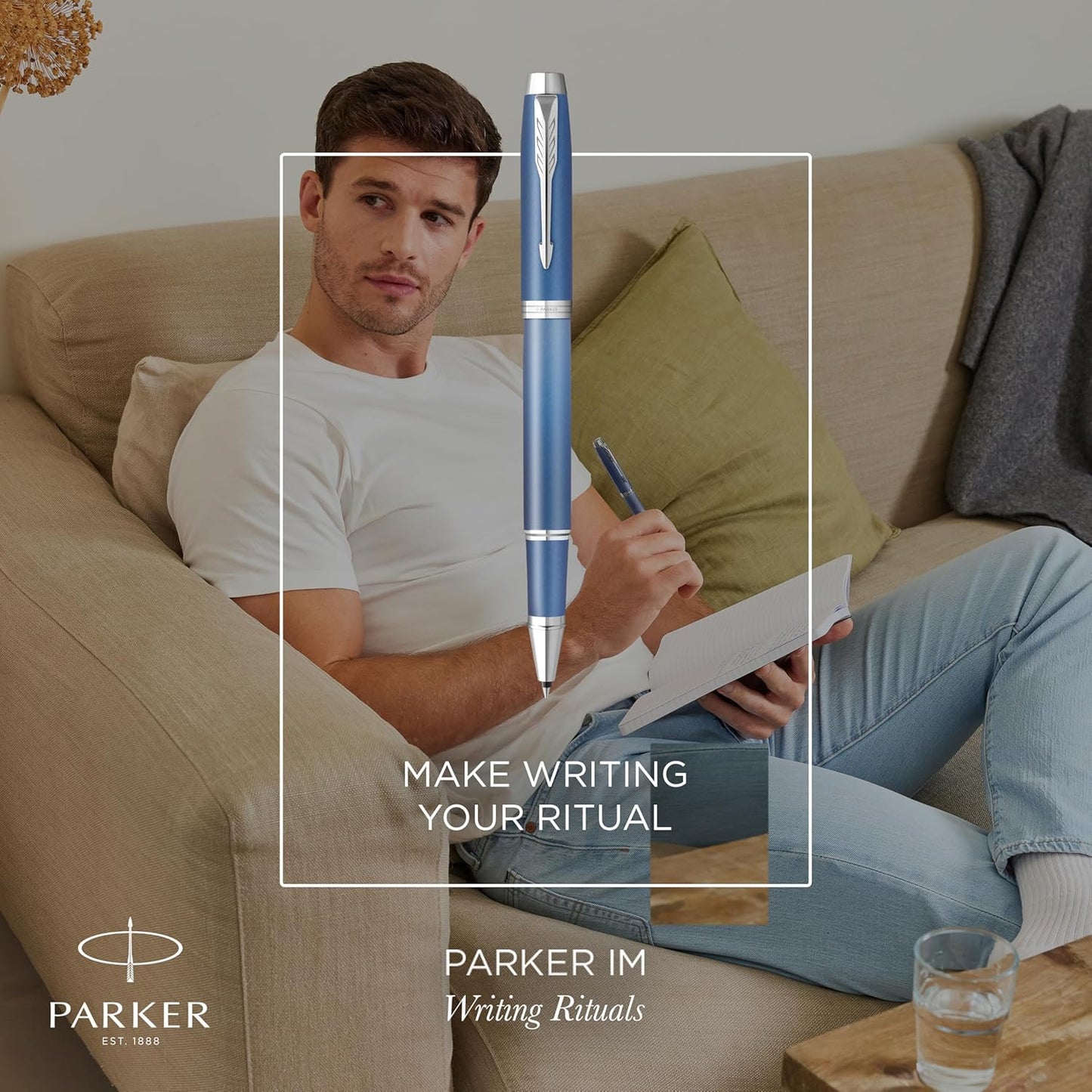 Bolígrafo Roller Parker Im Ritual Azul Acabado Metálico