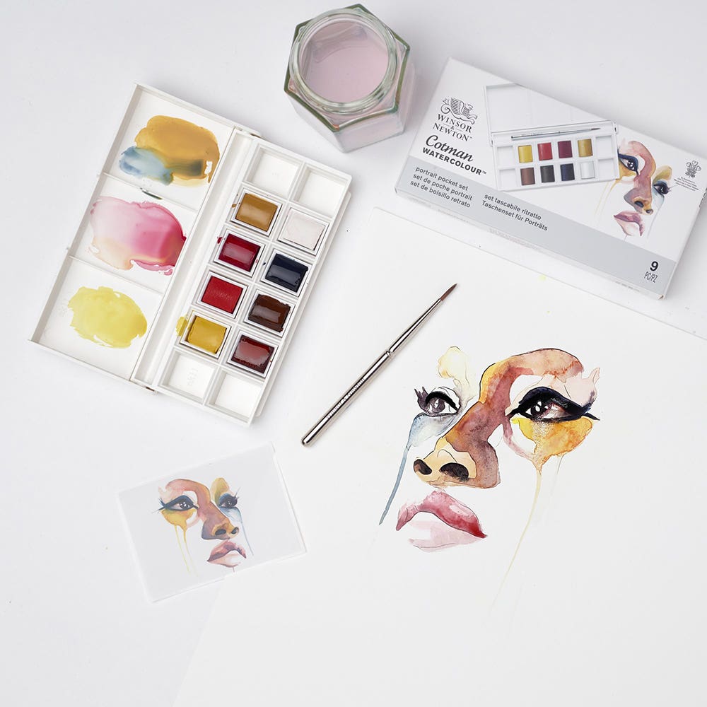 Acuarela Cotman Set Portrait 8hp Winsor And Newton Nacional Librería