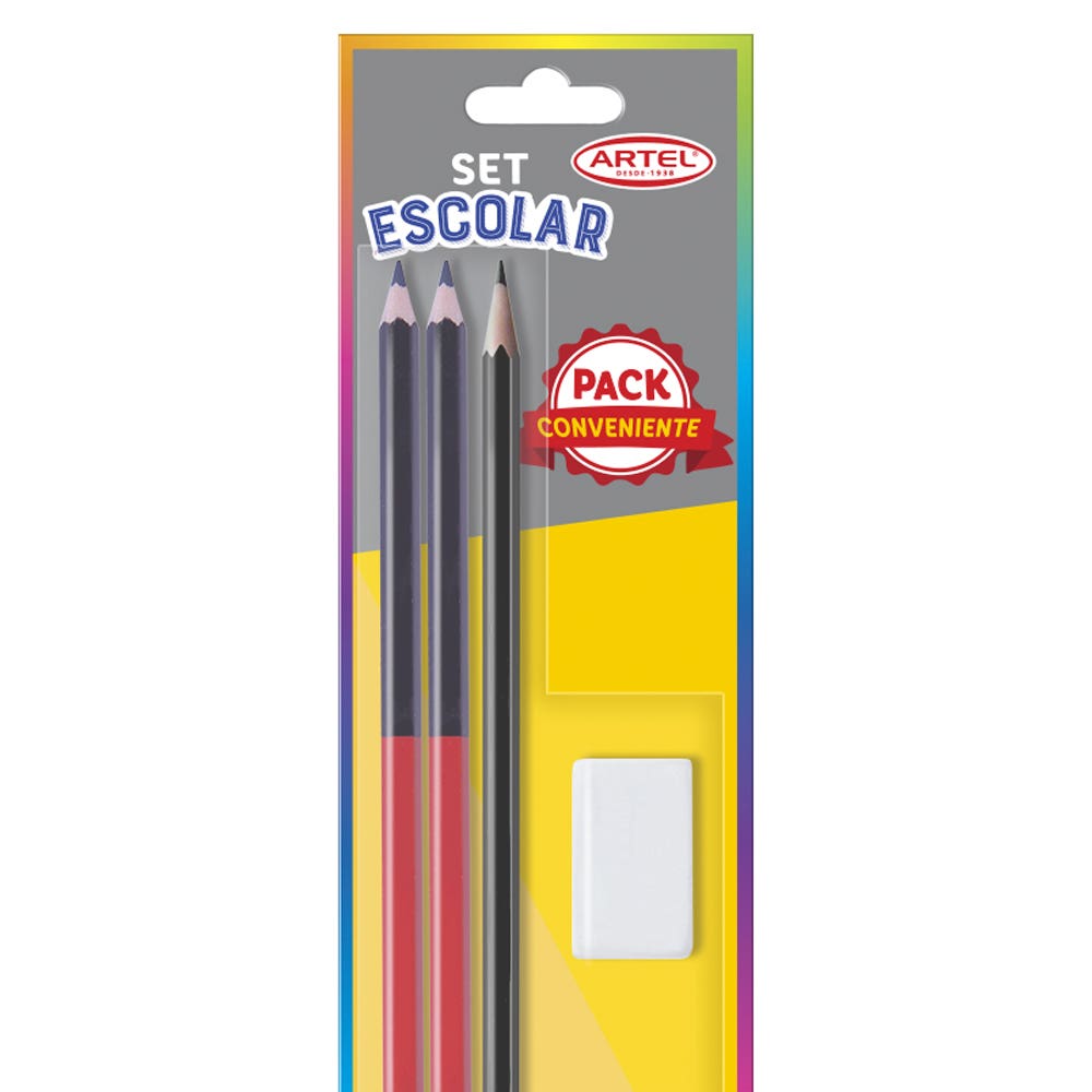BL:1 Grafito Hexa+2 Bicolor+Goma Artel Nacional Librería