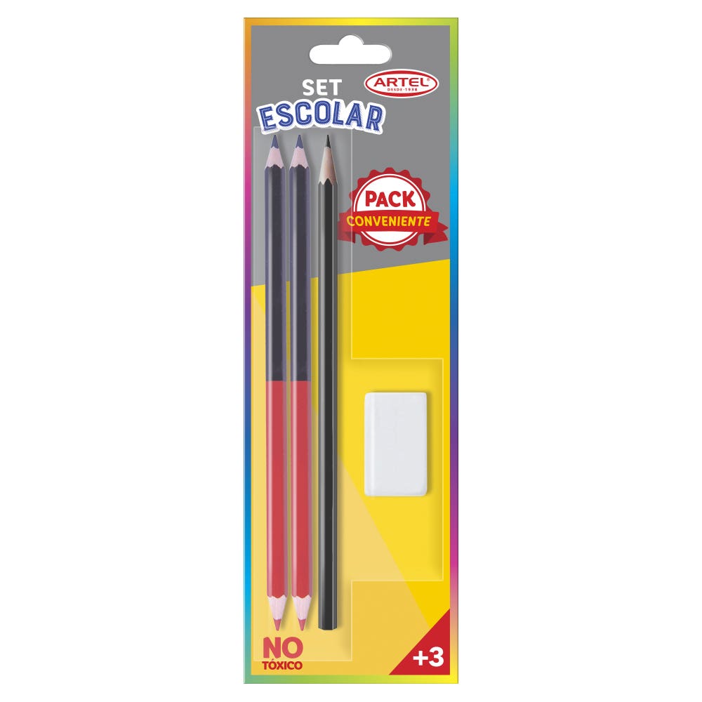 BL:1 Grafito Hexa+2 Bicolor+Goma Artel Nacional Librería