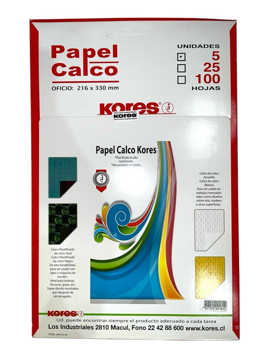 Calco Kores film azul p/lápiz Disp. 5 UN Kores Nacional Librería