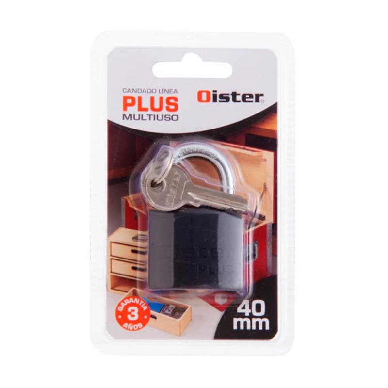 Candado Oister PLUS 40mm Negro bt Odis Nacional Librería