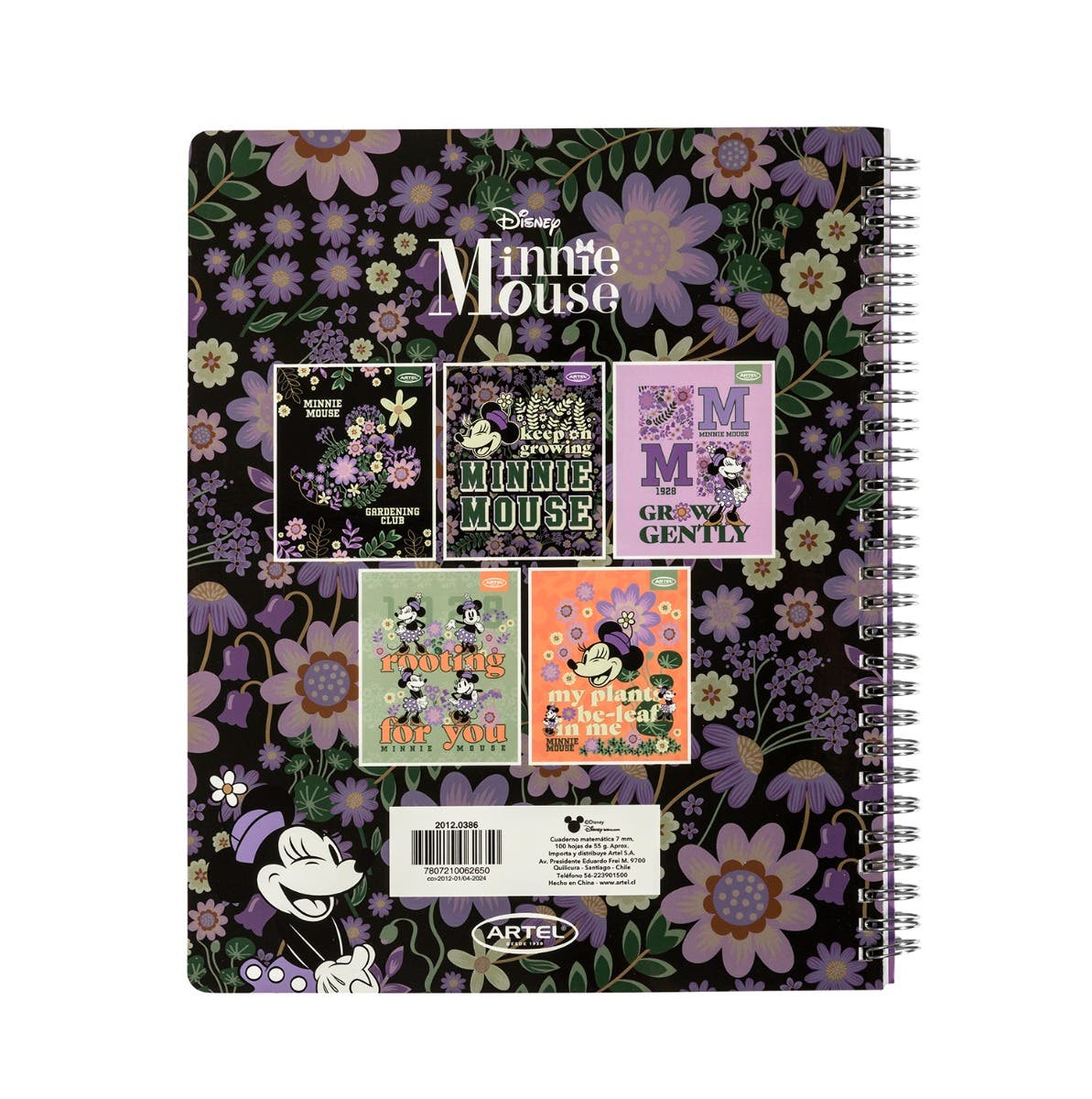 CUAD UNIV 100H 7MM MINNIE SPRING Artel Nacional Librería