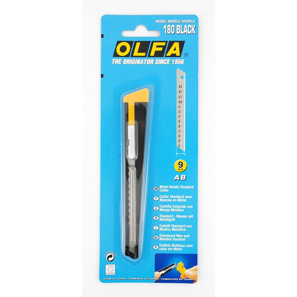 Cuchillo metalico 9mm 180 - black Olfa Nacional Librería