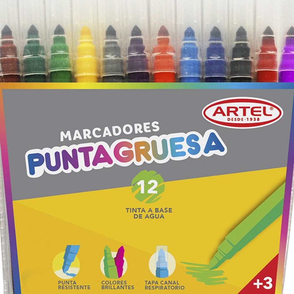 Est. 12 marcadores punta gruesa ARTEL Artel Nacional Librería