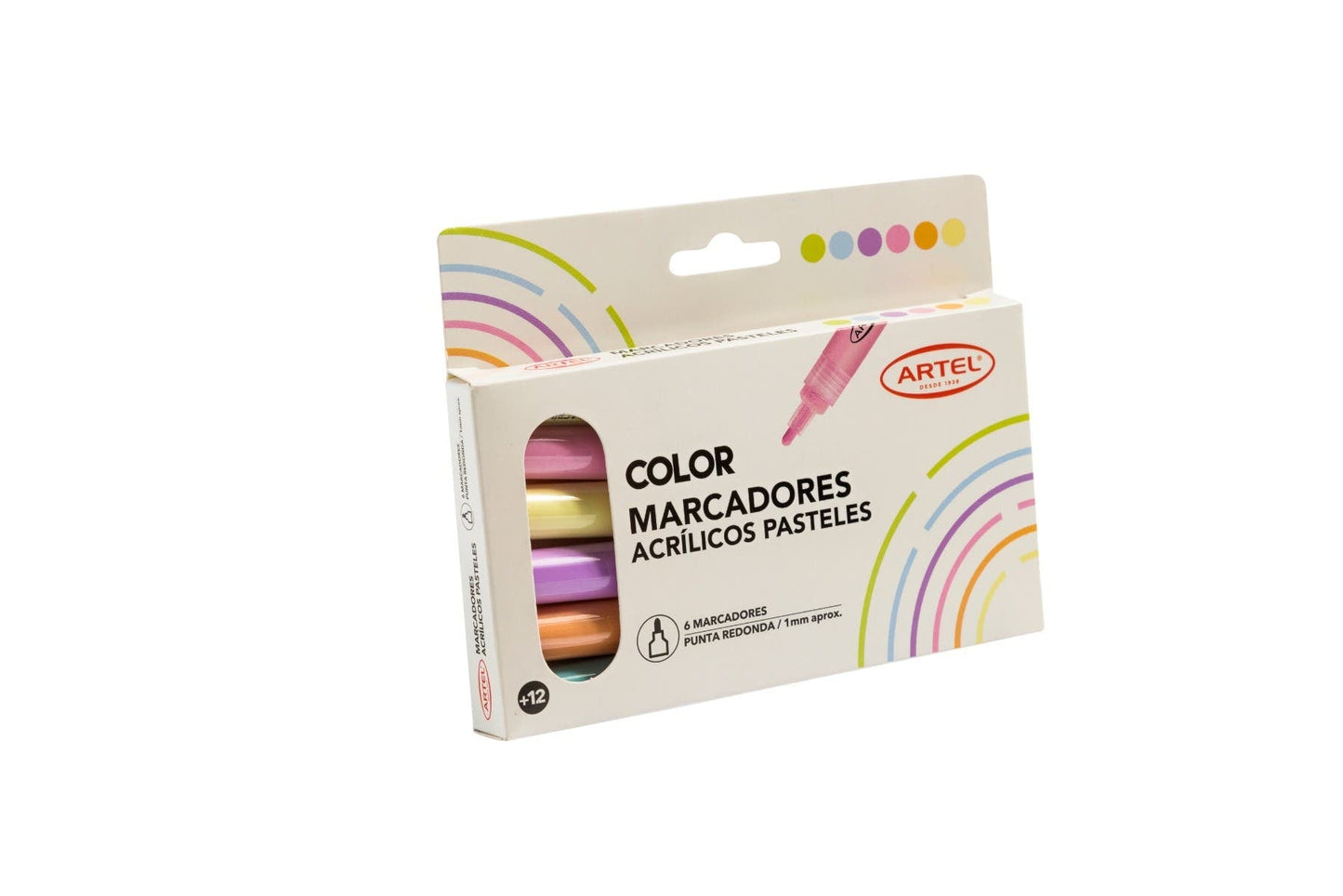 Est. 6 marcadores acrílicos pasteles 1mm Artel Nacional Librería
