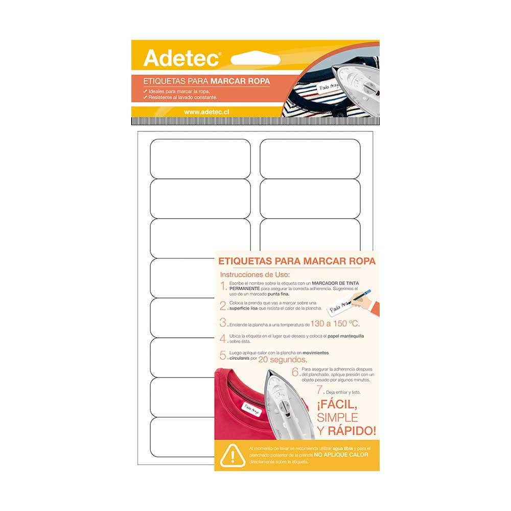 ETIQUETA MARCA ROPA ADETEC - 63x25 MM Adetec Nacional Librería