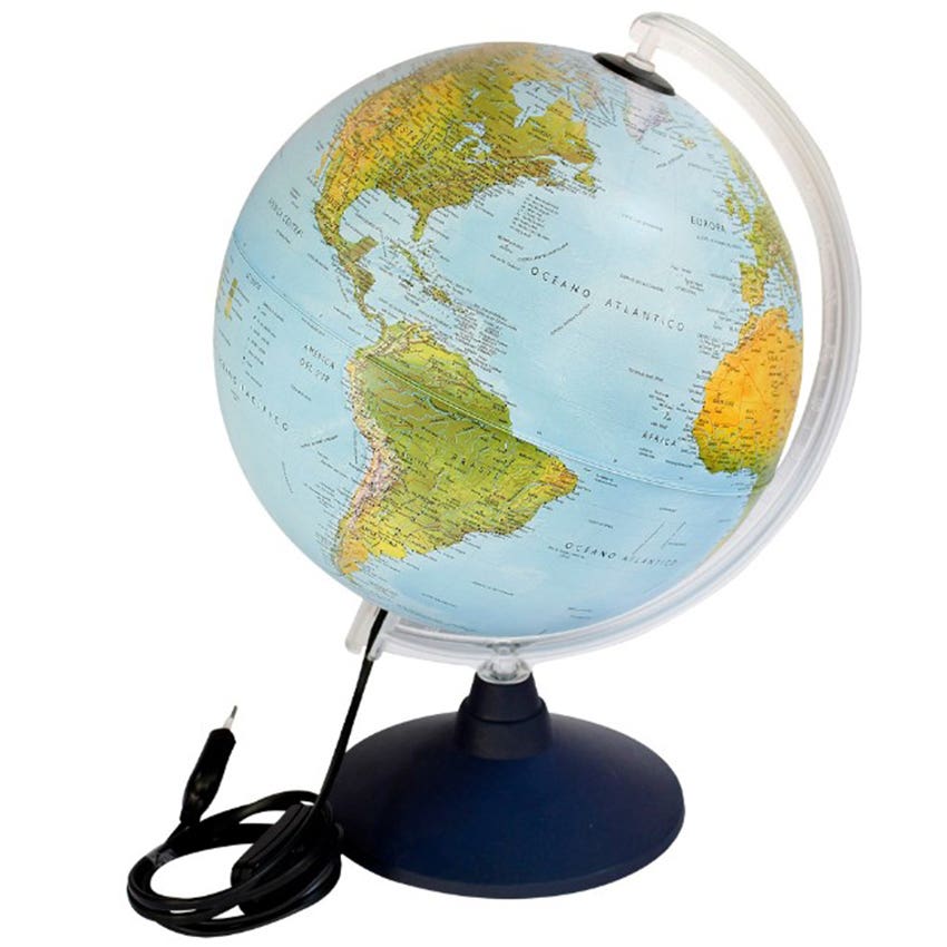Globo Terráqueo Físico/Político Élite 25 cms con luz Artel Representaciones Nacional Librería