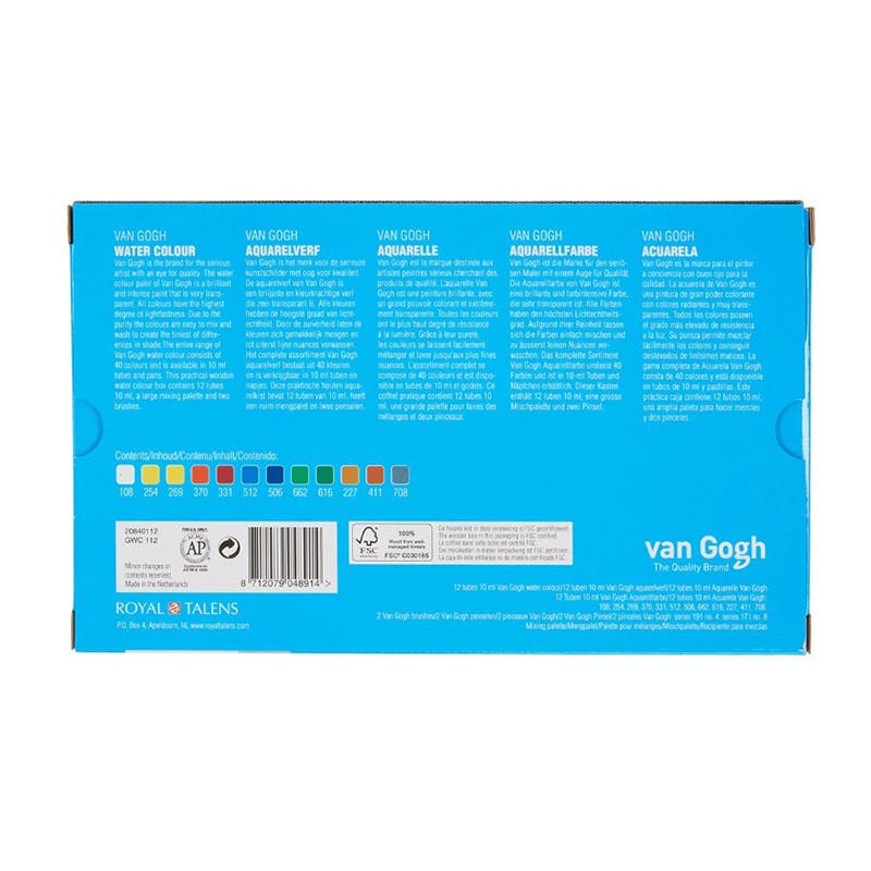 Maleta 12 acuarelas Van Gogh + accesorio Talens Nacional Librería