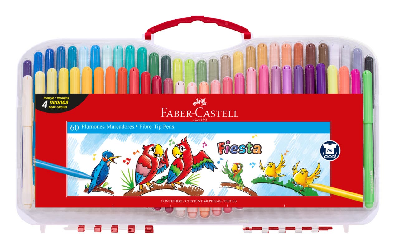 Marcador Fiesta estuche rígido x60 color Faber Castell Nacional Librería
