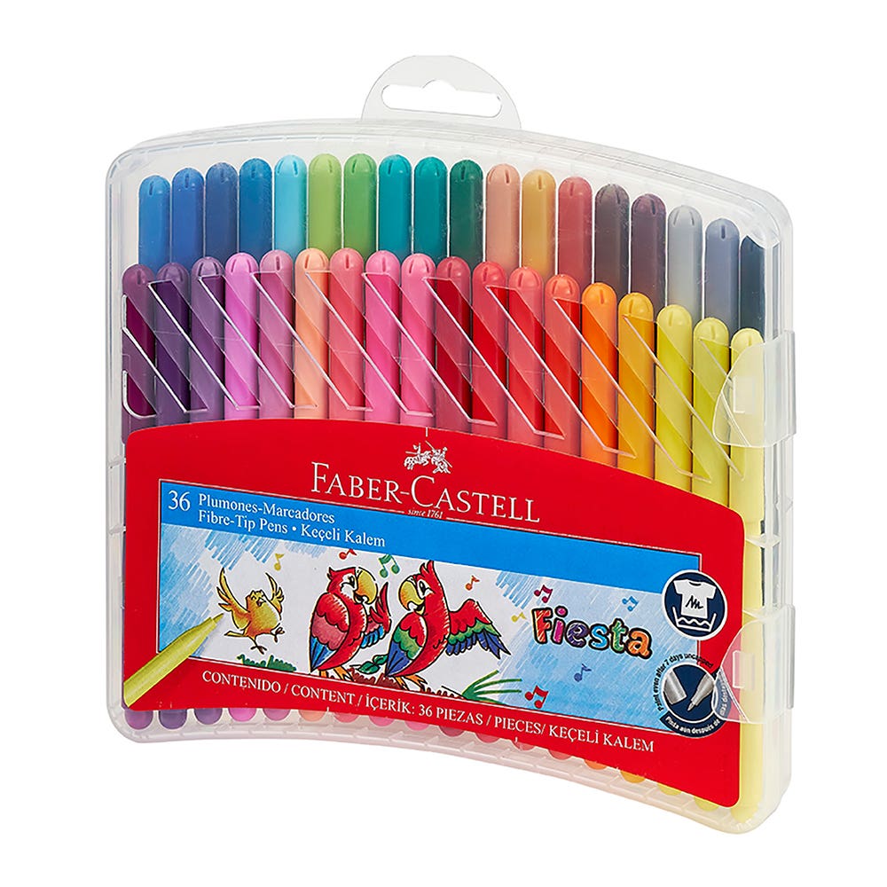 Marcadores Fiesta 36 Colores Estuche Ríg Faber Castell Nacional Librería