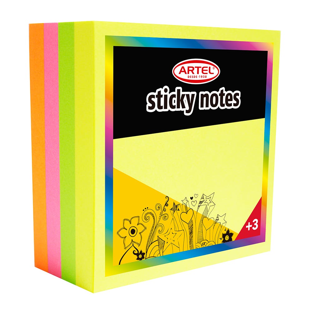 N adhesiva brillante 4 col 75x75 mm 320h Artel Nacional Librería