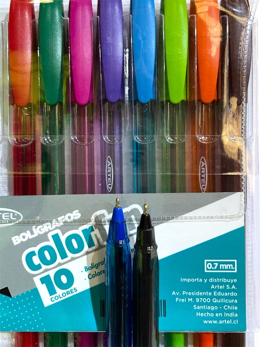 Pack 10 boligrafos Color Fan 2.0 Artel Nacional Librería