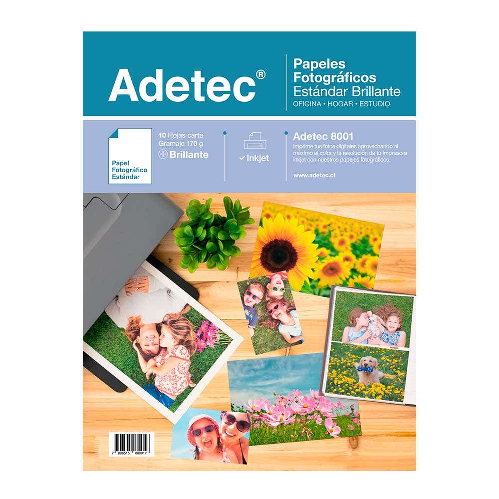 Papel Fotog.Brillante Carta 10hj 170gr Adetec Nacional Librería