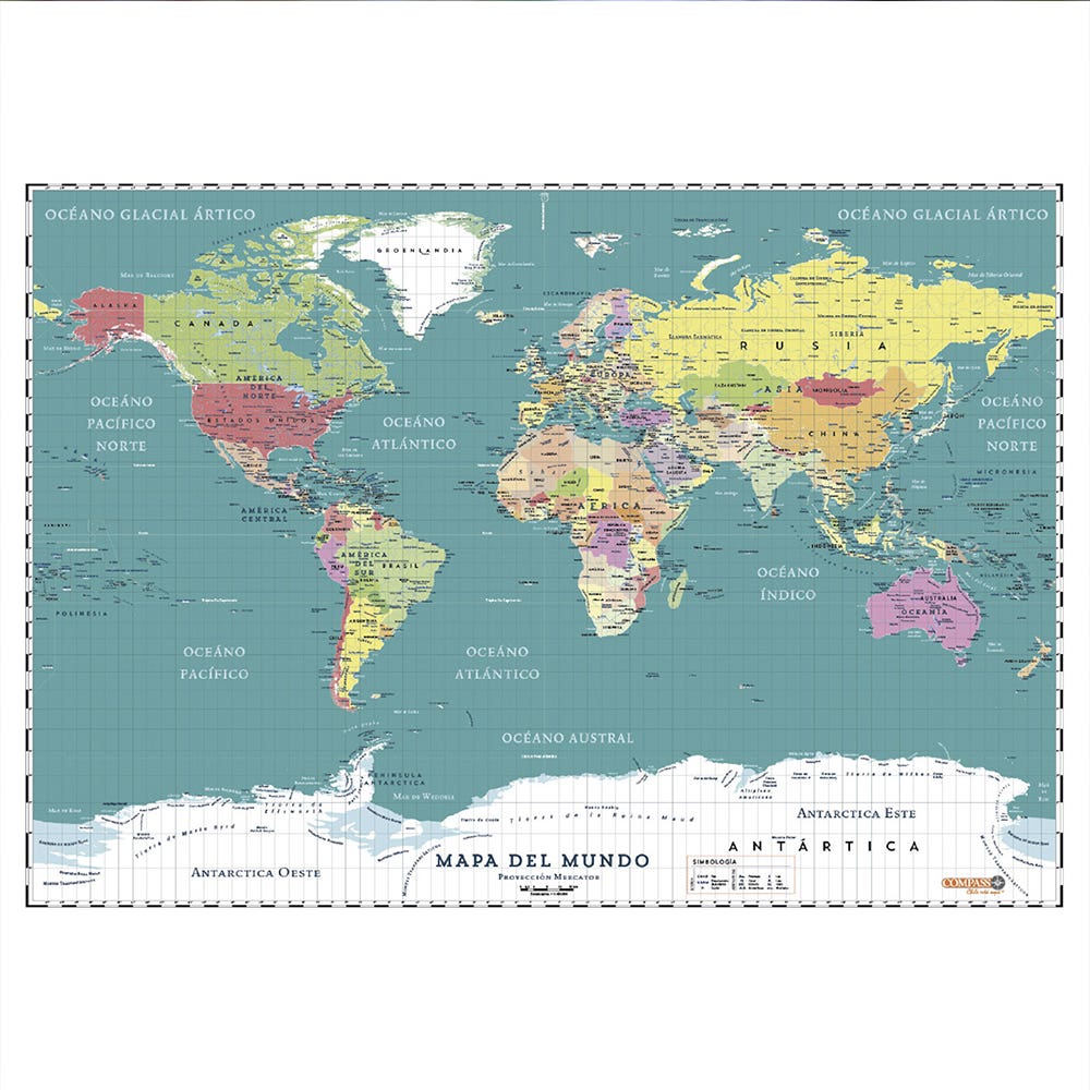 Planisferio Mundial Político Físico 2018 Plaza Nacional Librería