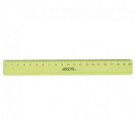 Regla Biselada Transparente Verde 20 cm Neolite Nacional Librería