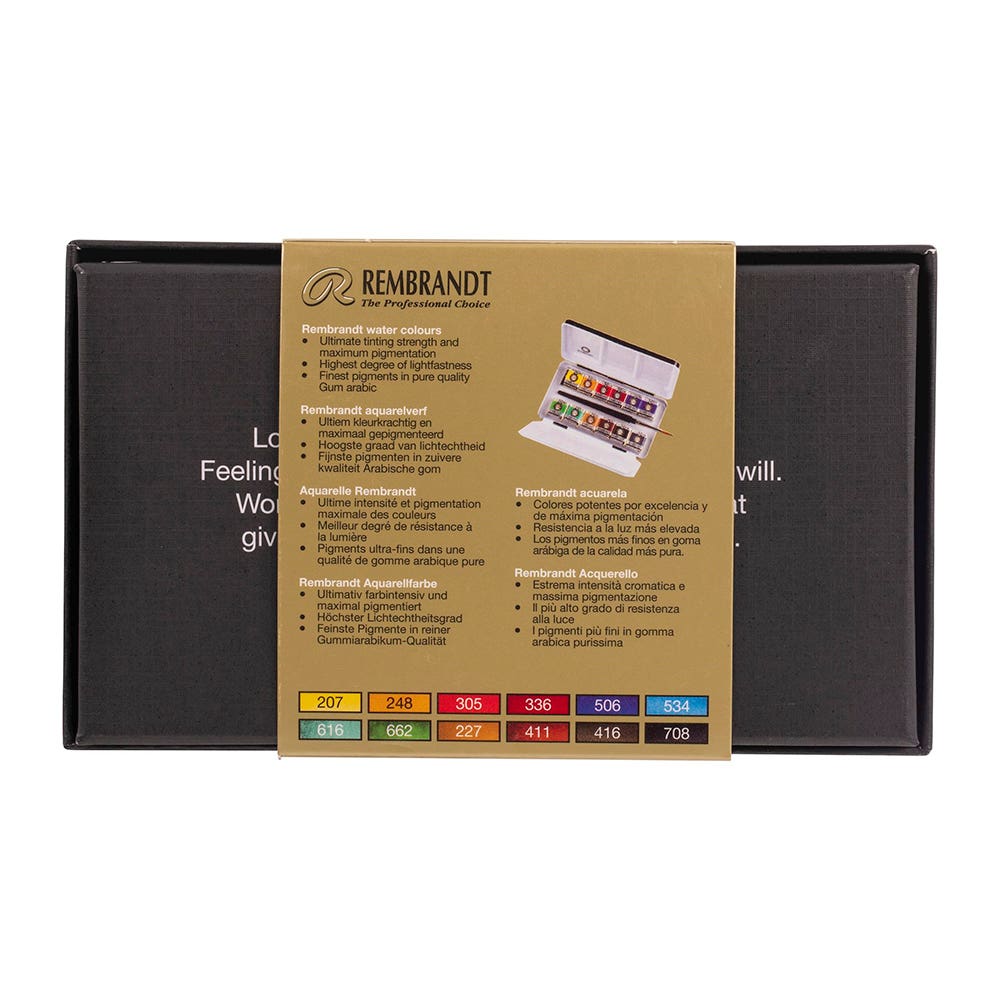 Set Acuarela Rembrandt 12 col pastillas Talens Nacional Librería