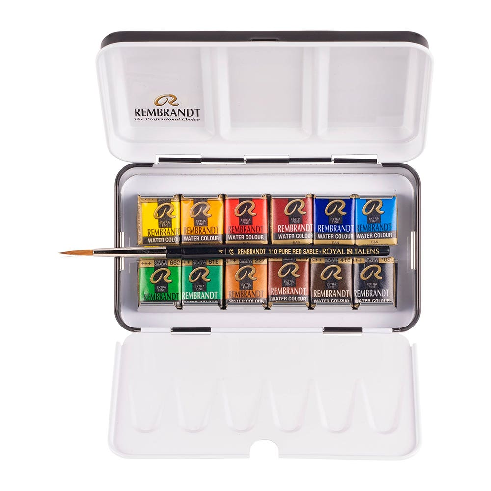 Set Acuarela Rembrandt 12 col pastillas Talens Nacional Librería