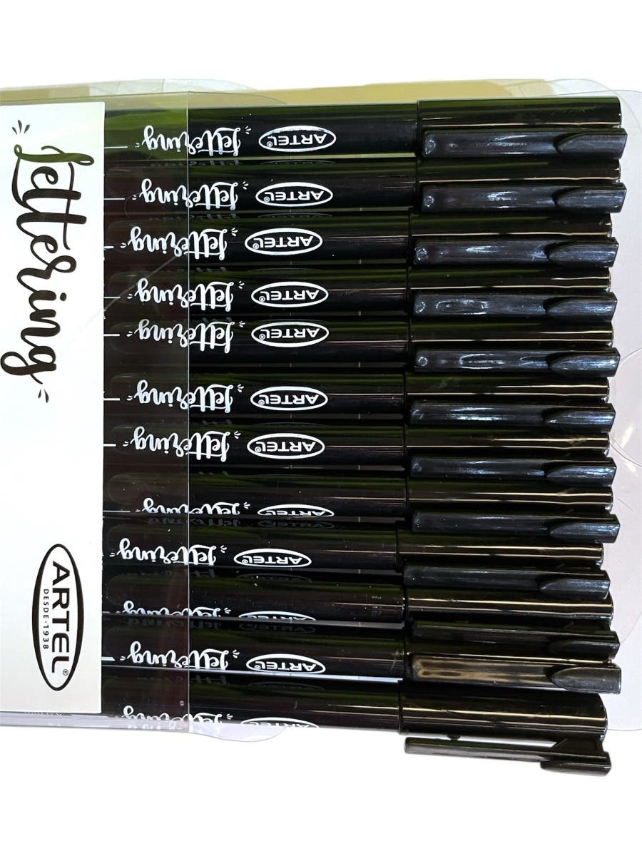 Set. Marcadores Lettering 12 puntas neg Artel Nacional Librería