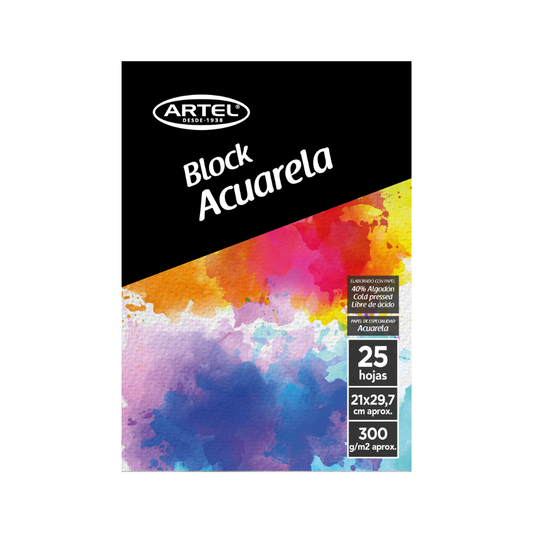 Block Acuarela 300gr A4 25 Hjs