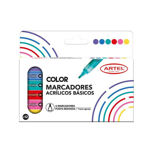 Est. 6 marcadores acrílicos básicos 1mm