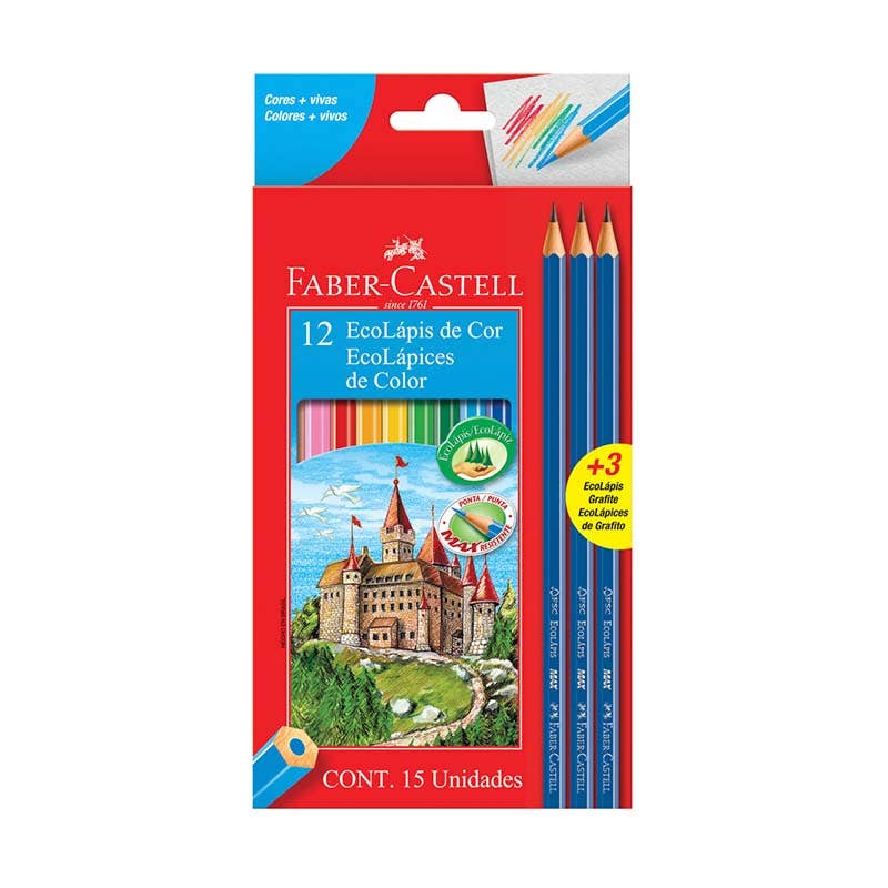 120112+3GR LAP. COLOR 12 COL. + 3 GRAFIT Faber Castell Nacional Librería