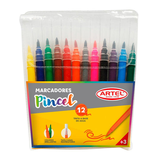 Est. 12 marcadores Punta Pincel ARTEL