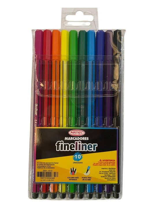 10 Fineliner Colores Surtidos Artel