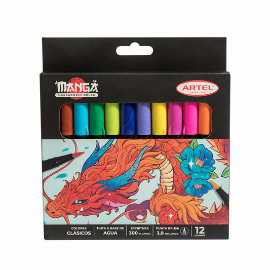 Estuche Marcadores Brush Artel 12 Colores Clásico