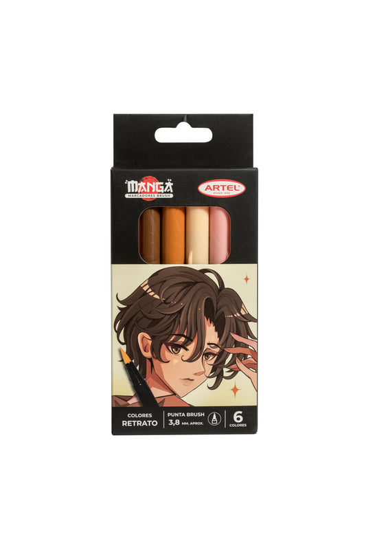 Estuche Marcadores Brush Artel 6 Colores Retrato