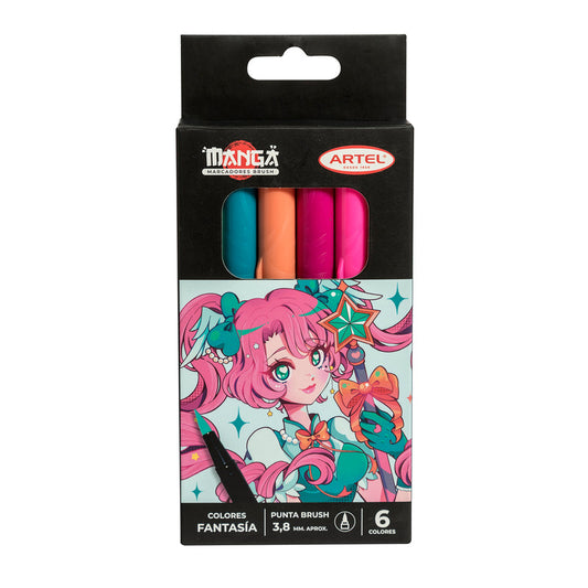 Estuche Marcadores Brush Artel 6 Colores Fantasía